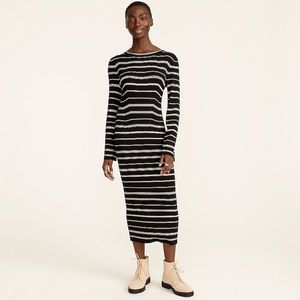 J. Crew Knit Ribbed Sweater-Dress in Mixed Stripe Black & White Sz Small